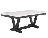 Varley - Genuine Marble Dining Table - Charcoal & White