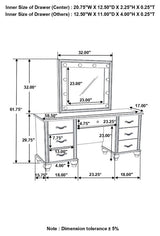 Barzini - 7-Drawer Vanity Desk With Lighted Mirror - White