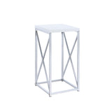 Edmund - Accent Table With X-Cross - Glossy White And Chrome