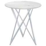 Bexter - Faux Marble Round Top Bar Table - White And Chrome