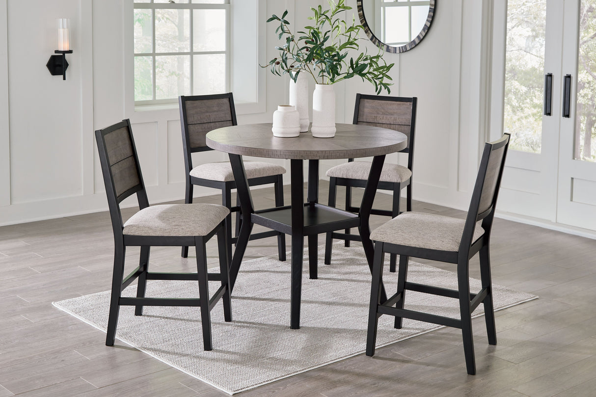 Corloda - Black / Gray - Round Counter Table Set (Set of 5)