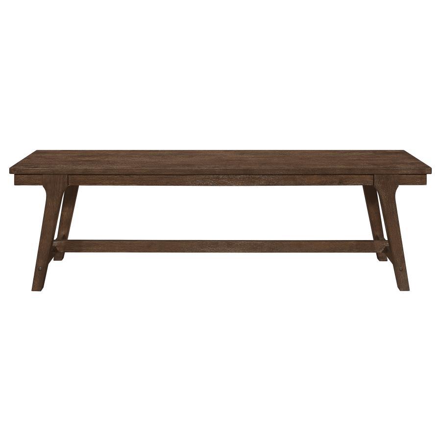 Reynolds - Rectangular Trestle Base Dining Bench - Brown Oak