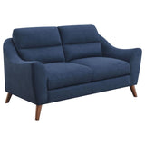 Gano - Sloped Arm Upholstered Loveseat - Navy Blue