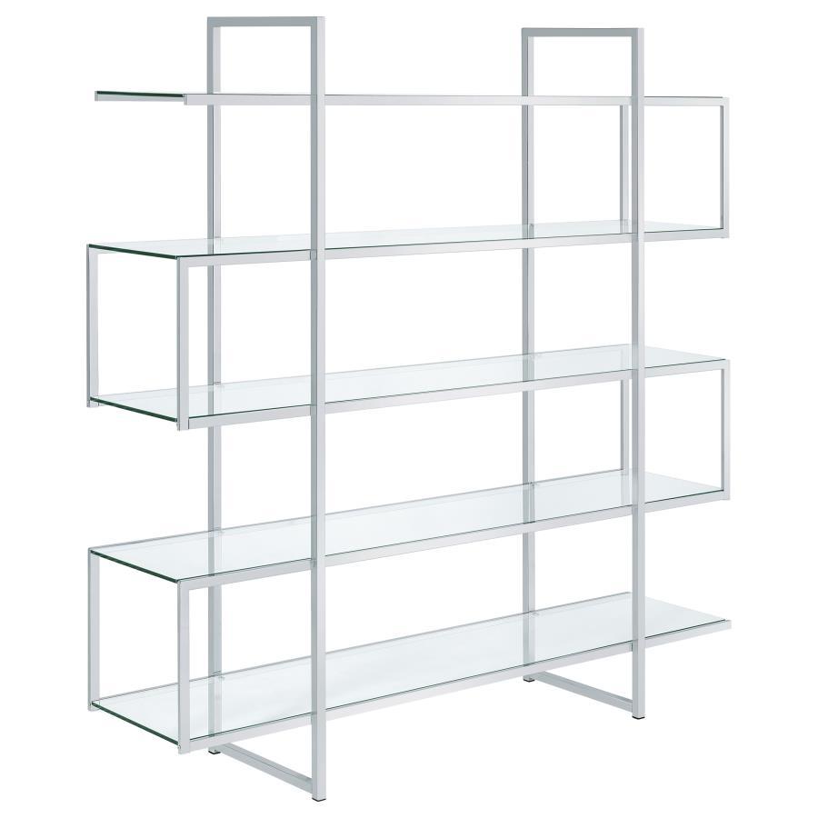 Elmer - 5-Shelf Bookcase - Chrome And Clear