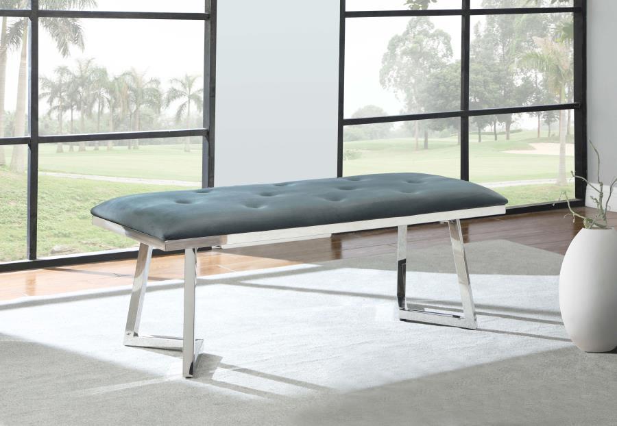 Beaufort - Velvet Upholstered Dining Bench - Steel Gray