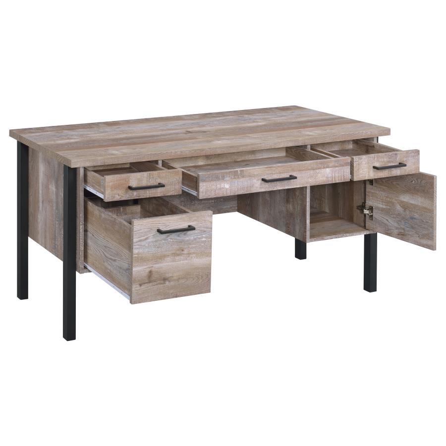 Samson - 4-Drawer Office Desk - Weathered Oak