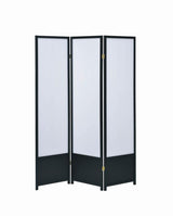 Calix - 3-Panel Folding Floor Screen - Translucent And Black