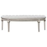 Evangeline - Upholstered Demilune Bench - Ivory And Silver Oak