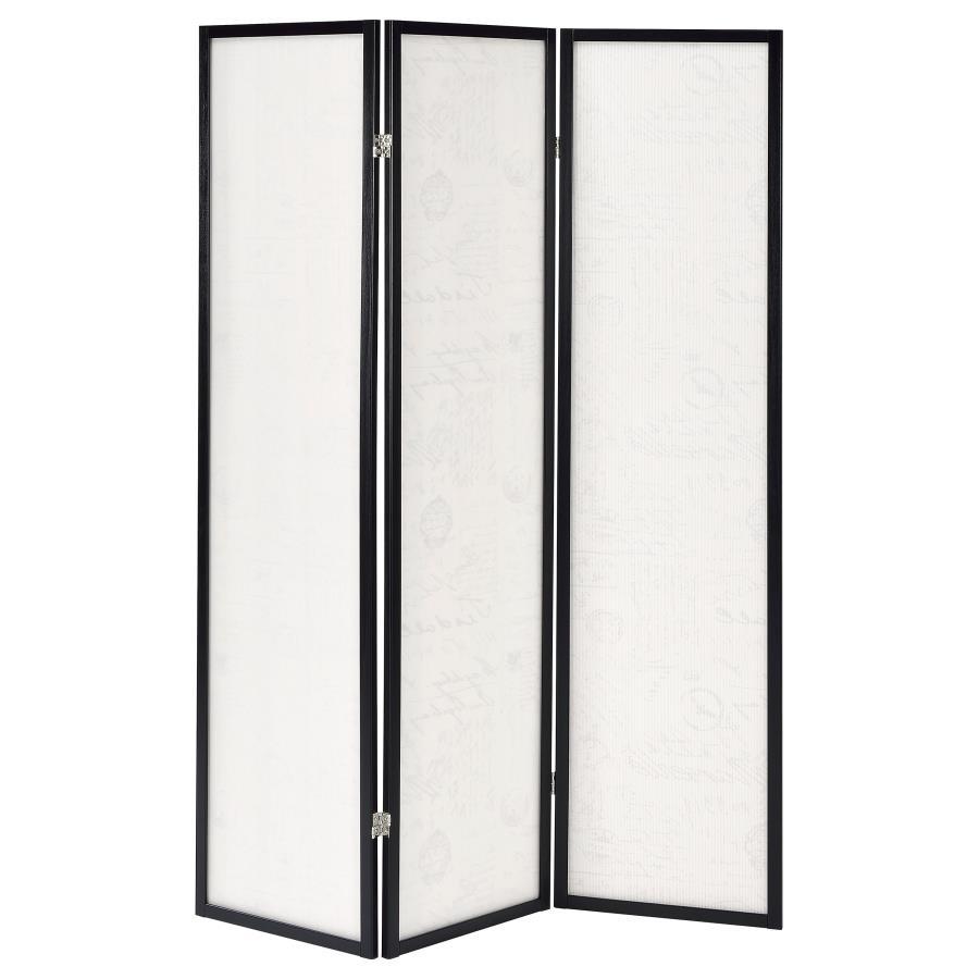 Felice - 3-Panel Room Divider Folding Screen - French Script