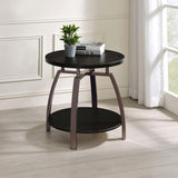 Dacre - Round End Table - Dark Gray And Black Nickel