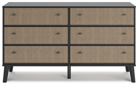 Charlang - Black / Gray - Six Drawer Dresser