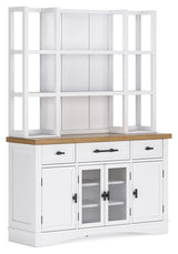 Ashbryn - White / Natural - Dining Server And Hutch