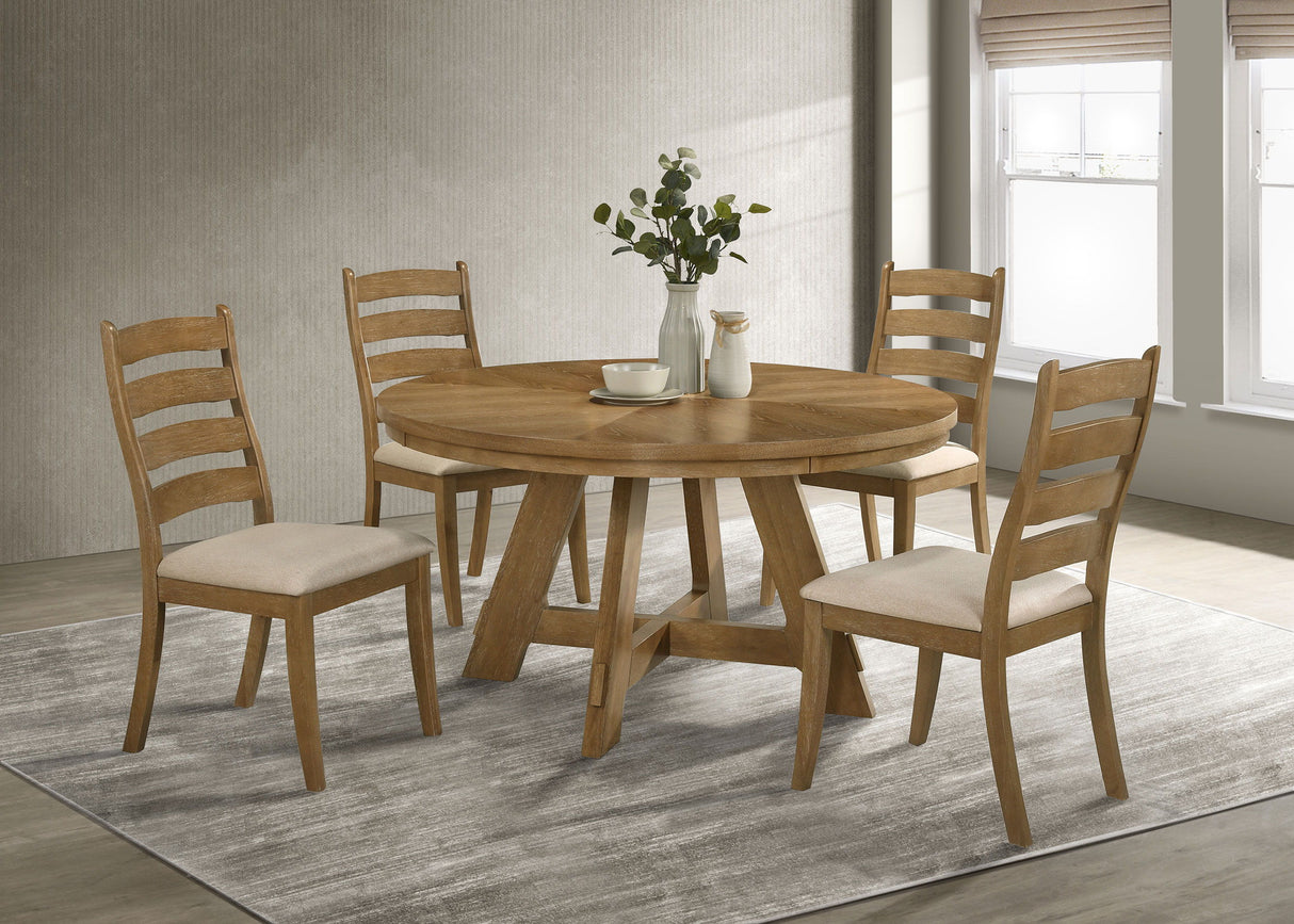 Danvers - 5-Piece Round 54" Dining Table Set - Brown Oak