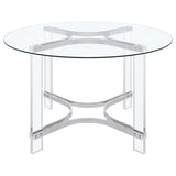 Adino - Round Glass Top Acrylic Dining Table - Chrome