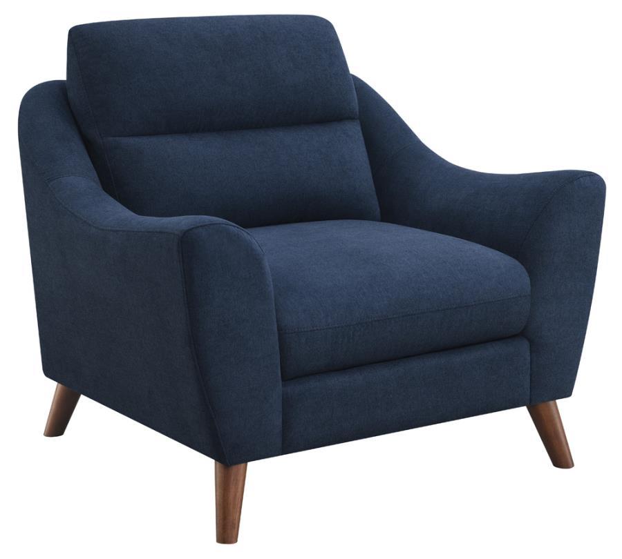 Gano - Sloped Arm Upholstered Chair - Navy Blue