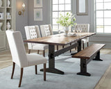 Bexley - 6 Piece Rectangular Live Edge Dining Table Set - Honey