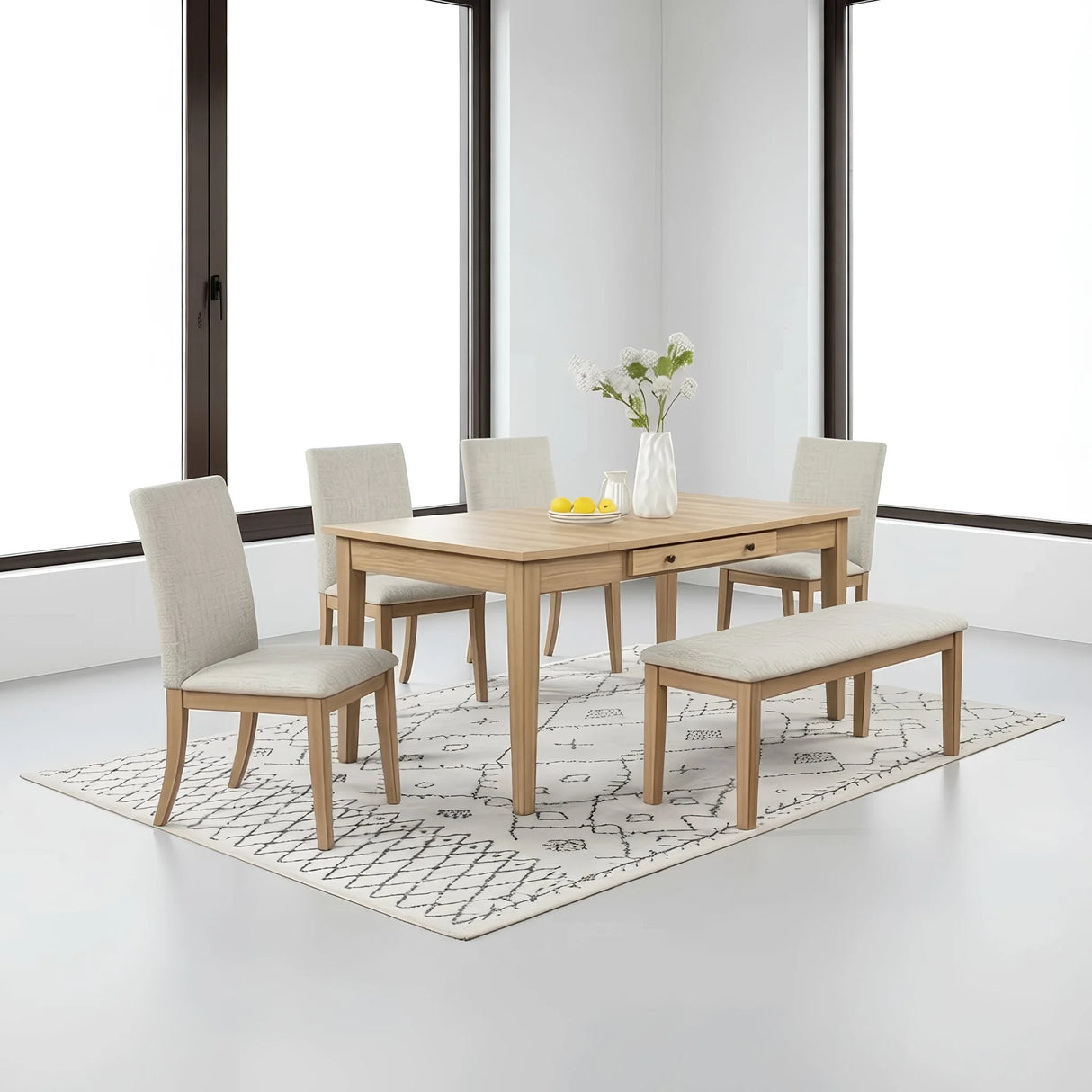 Natural Wood Dining Set with Extension | Tampa, Orlando & Fort Myers Store | $1,099