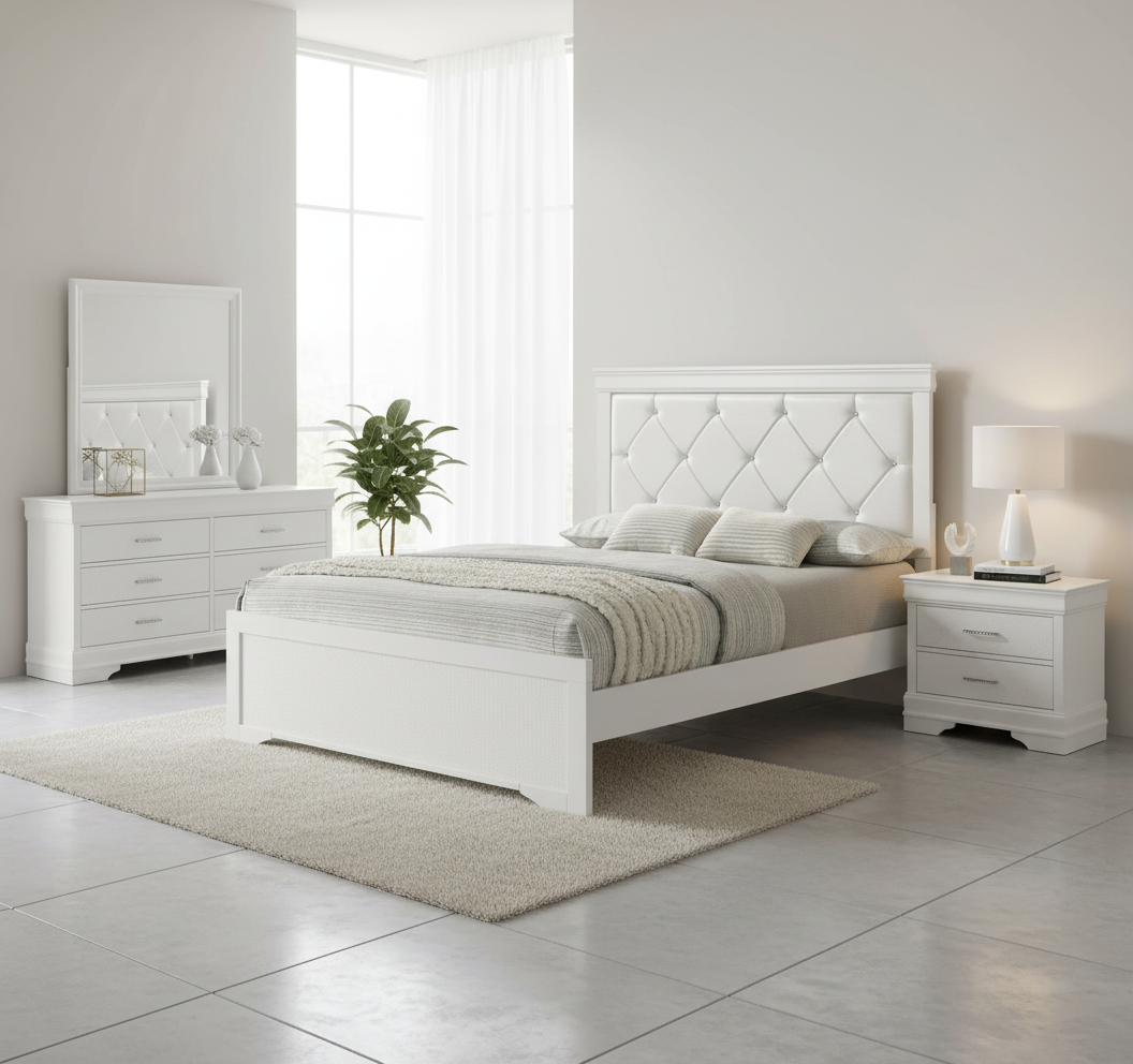 Amalia Black or White Bedroom Set | Tampa, Orlando & Fort Myers | 4-Piece Set