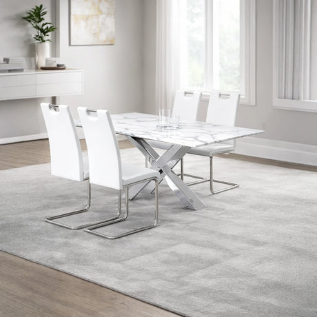 Modern White, Black & Silver Dining Set | Furniture Store in Tampa, Orlando & Fort Myers | $1,199