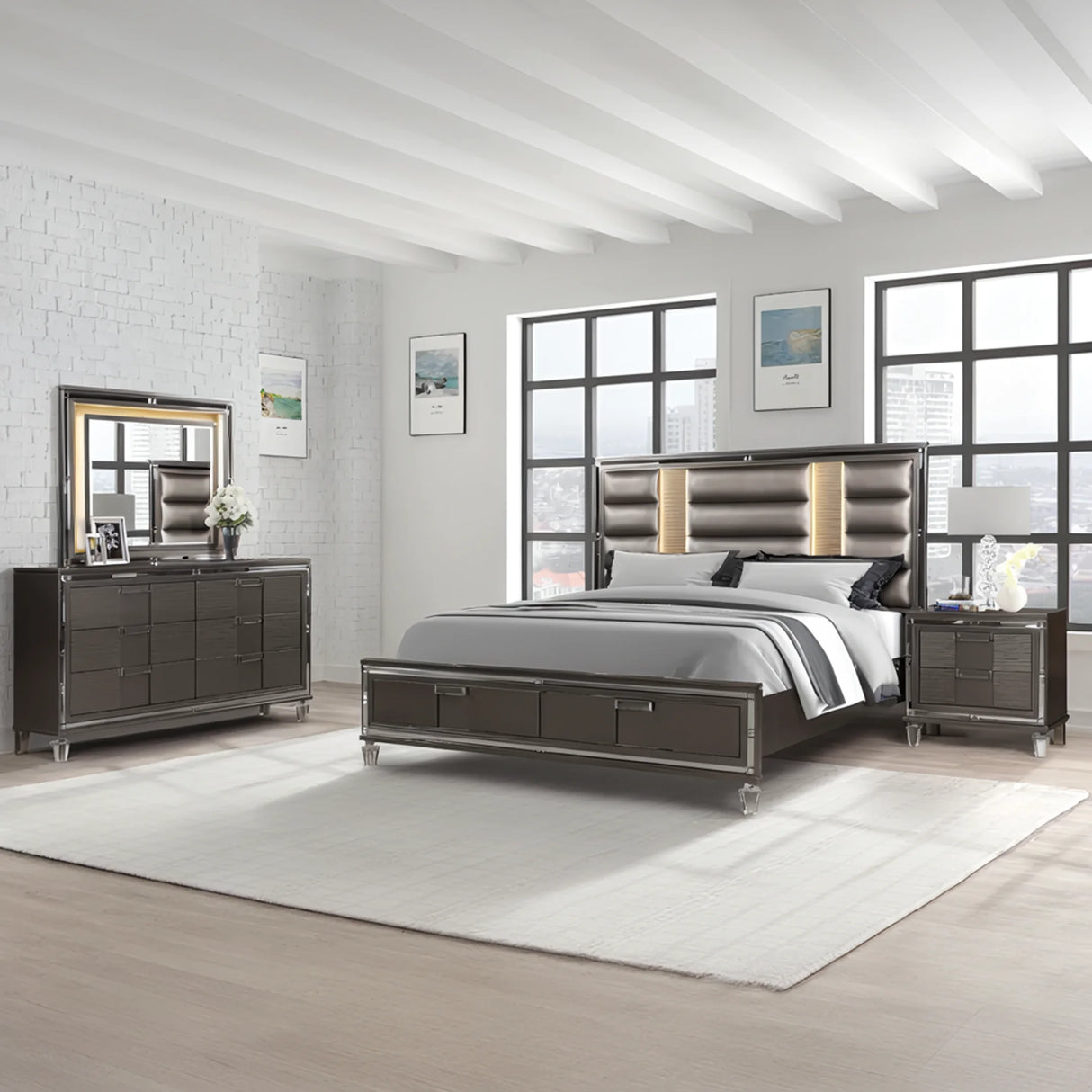 Gina Modern Storage Bedroom Set | Tampa, Orlando & Fort Myers Store | From $1,799