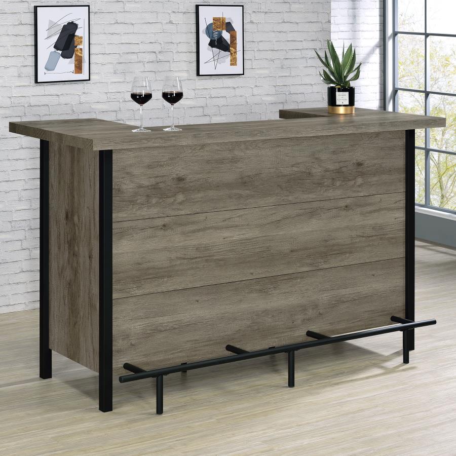 Bellemore - Bar Unit With Footrest - Gray Driftwood And Black