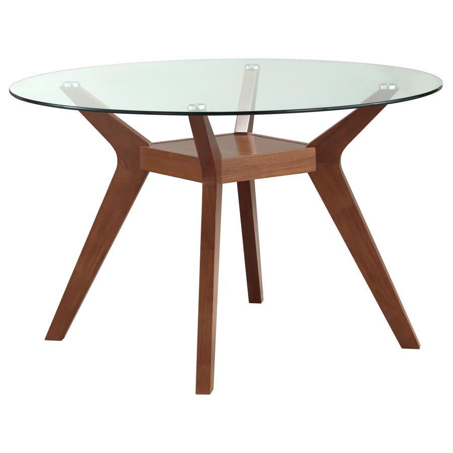 Paxton - Round Glass Top 5 Piece Dining Set - Nutmeg