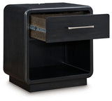 Rowanbeck - Black - One Drawer Night Stand