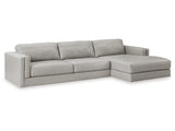 Amiata Leather Sectional with Chaise - Furniture Store