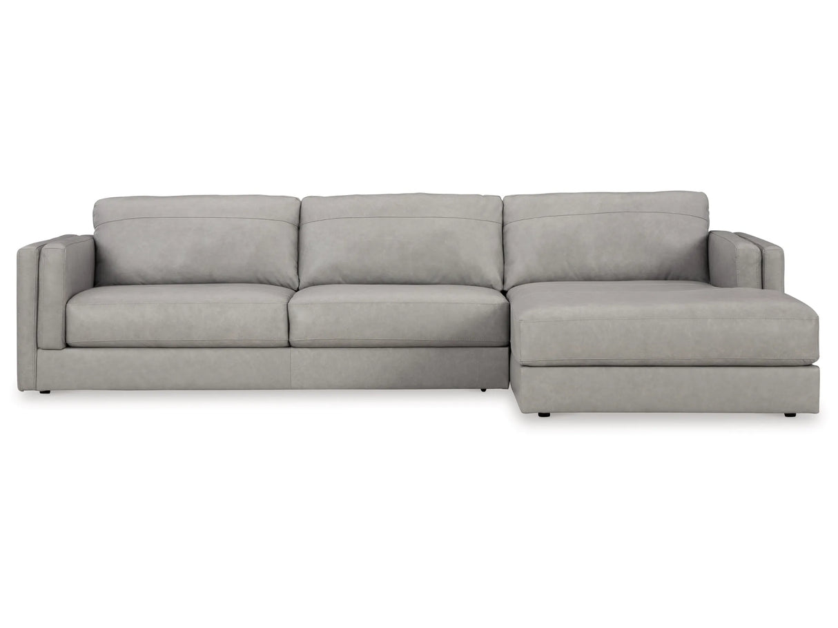 Amiata Leather Sectional with Chaise - Furniture Store