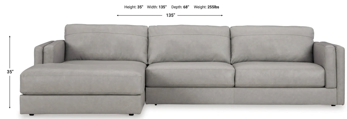 Amiata Leather Sectional with Chaise - Furniture Store