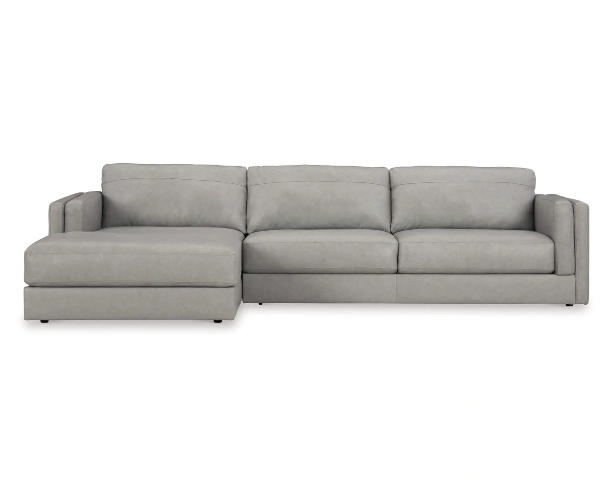 Amiata Leather Sectional with Chaise - Furniture Store