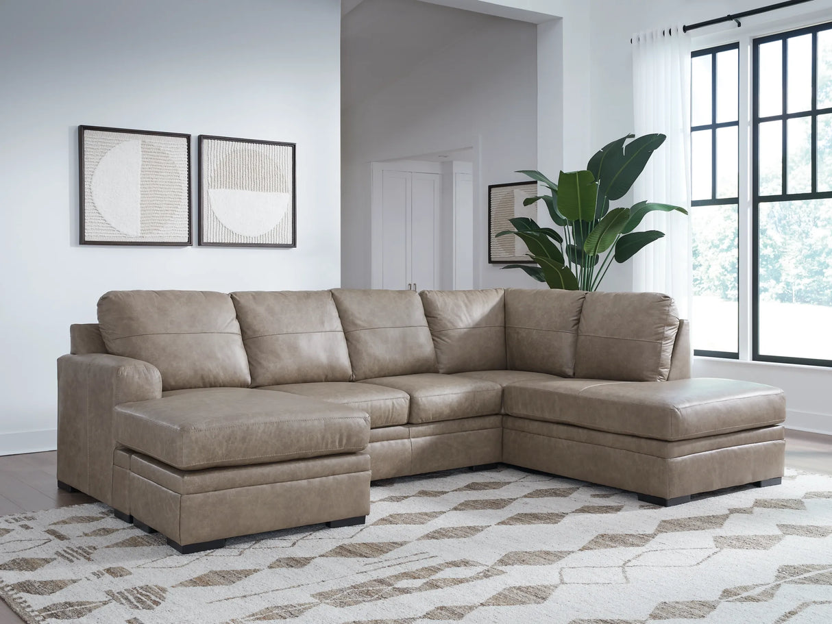 Amuleto Leather Sectional with Chaise - Furniture Store