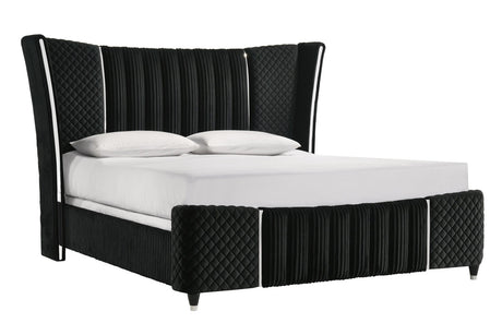 Armany Black Velvet Bedroom Set | Tampa, Orlando & Fort Myers | Modern 4-Piece Set