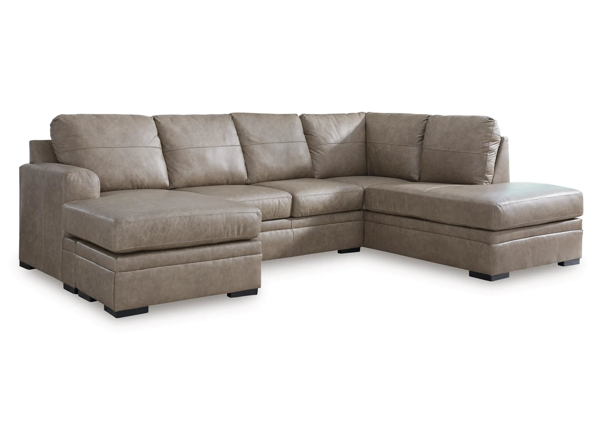 Amuleto Leather Sectional with Chaise - Furniture Store