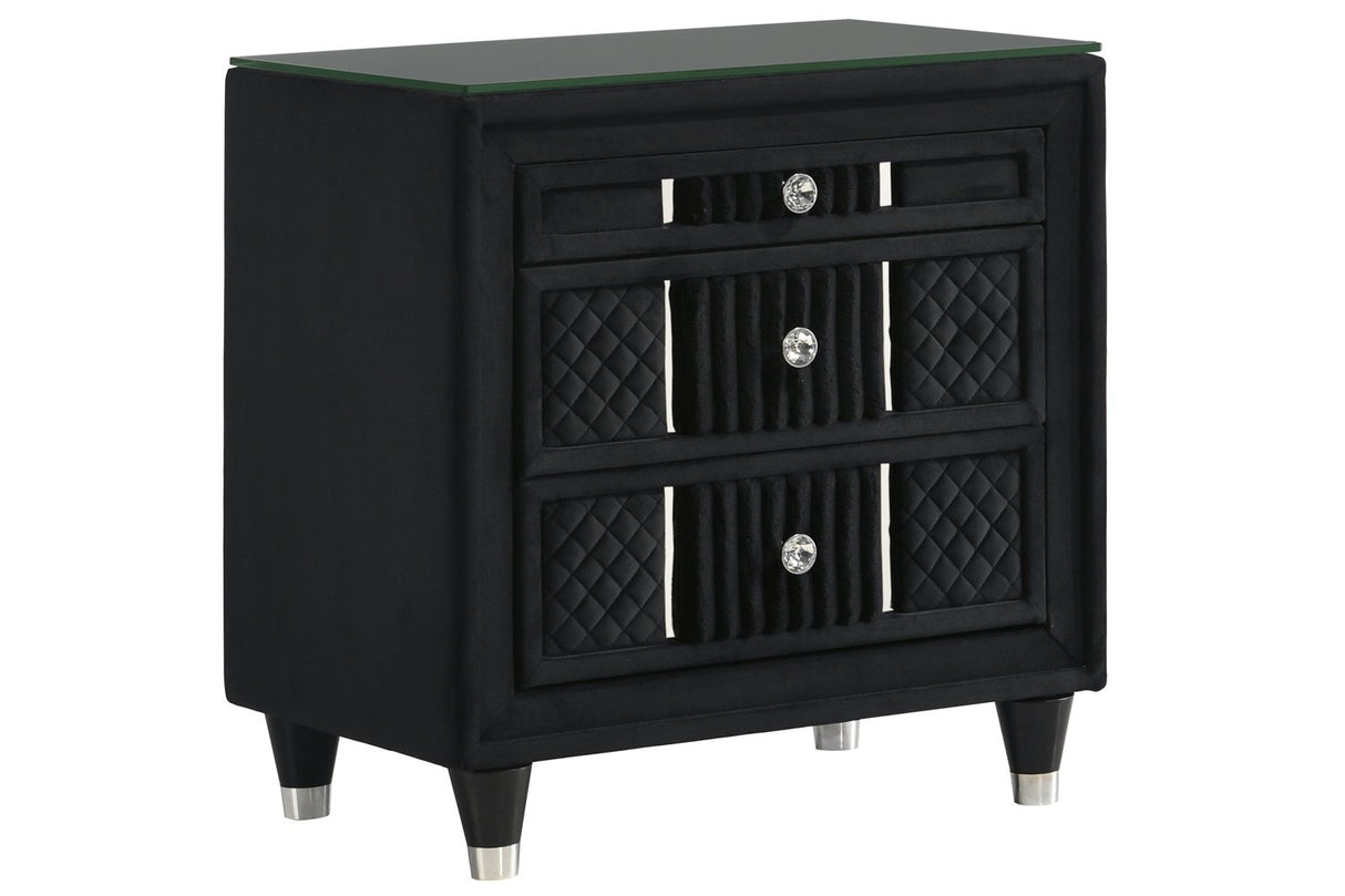 Armany Black Velvet Bedroom Set | Tampa, Orlando & Fort Myers | Modern 4-Piece Set