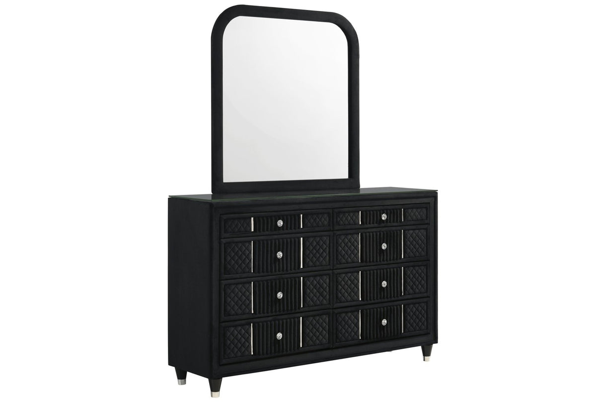 Armany Black Velvet Bedroom Set | Tampa, Orlando & Fort Myers | Modern 4-Piece Set