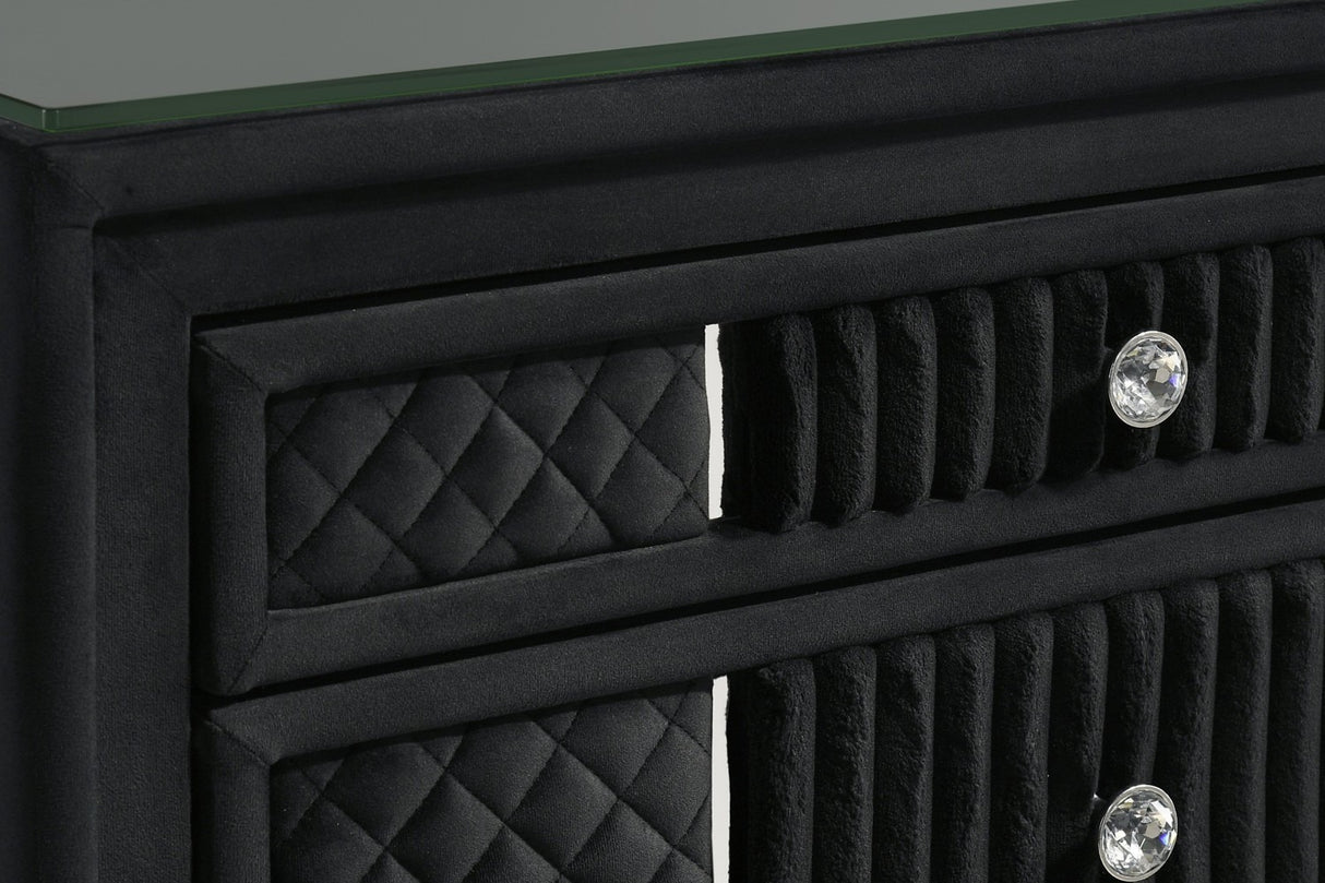 Armany Black Velvet Bedroom Set | Tampa, Orlando & Fort Myers | Modern 4-Piece Set