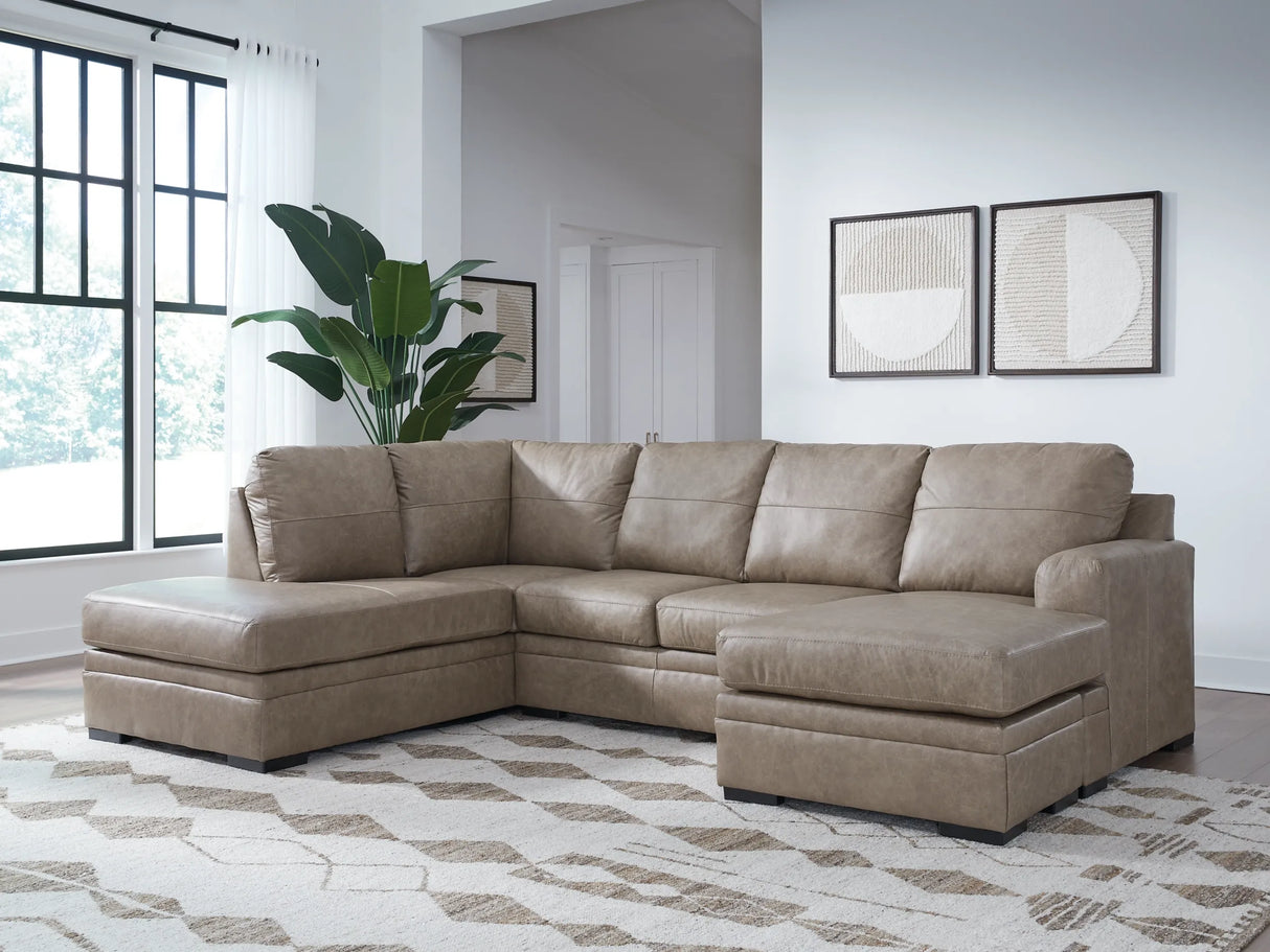 Amuleto Leather Sectional with Chaise - Furniture Store