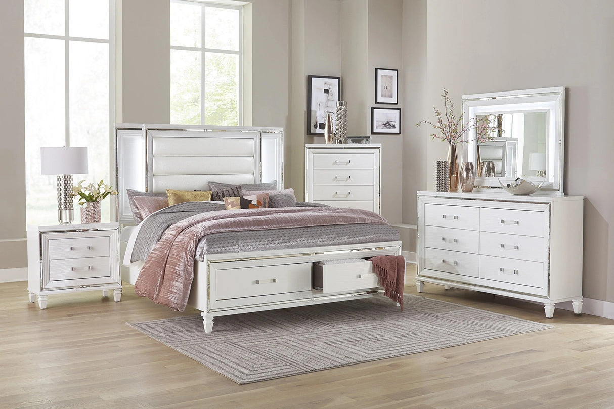 Jhestorm Tamsin White & Metallic LED Bedroom Set | Tampa, Orlando & Fort Myers