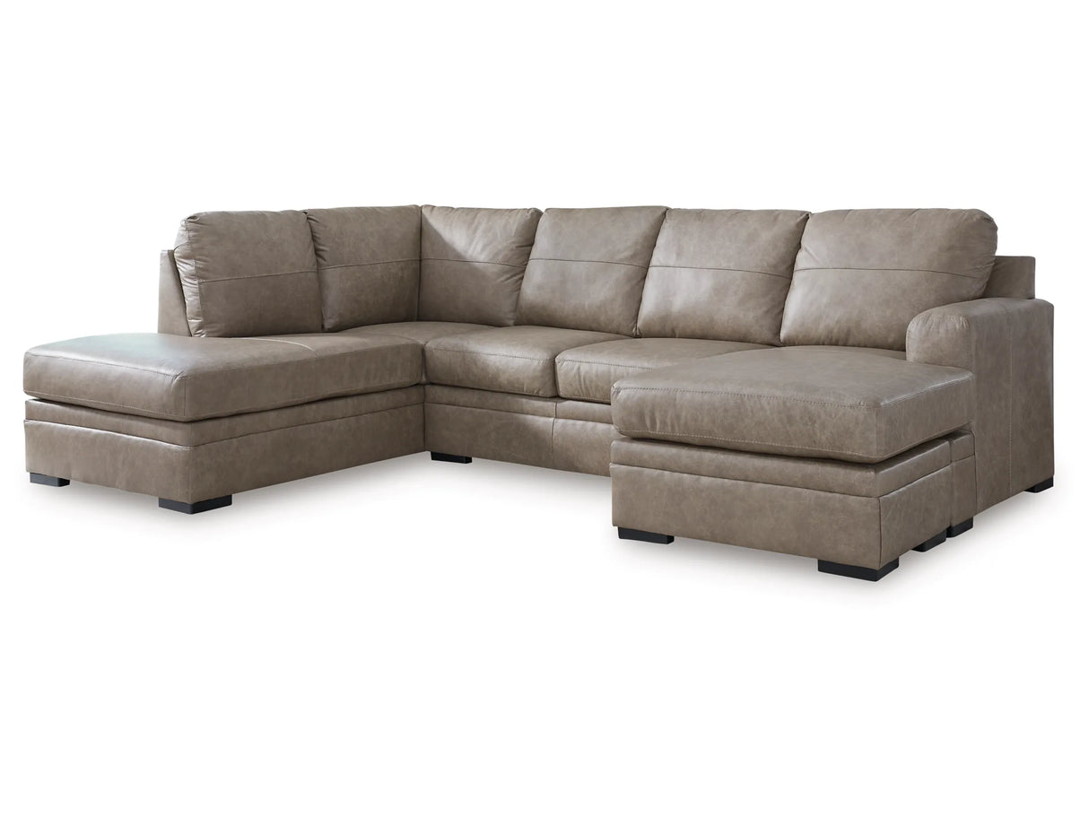 Amuleto Leather Sectional with Chaise - Furniture Store