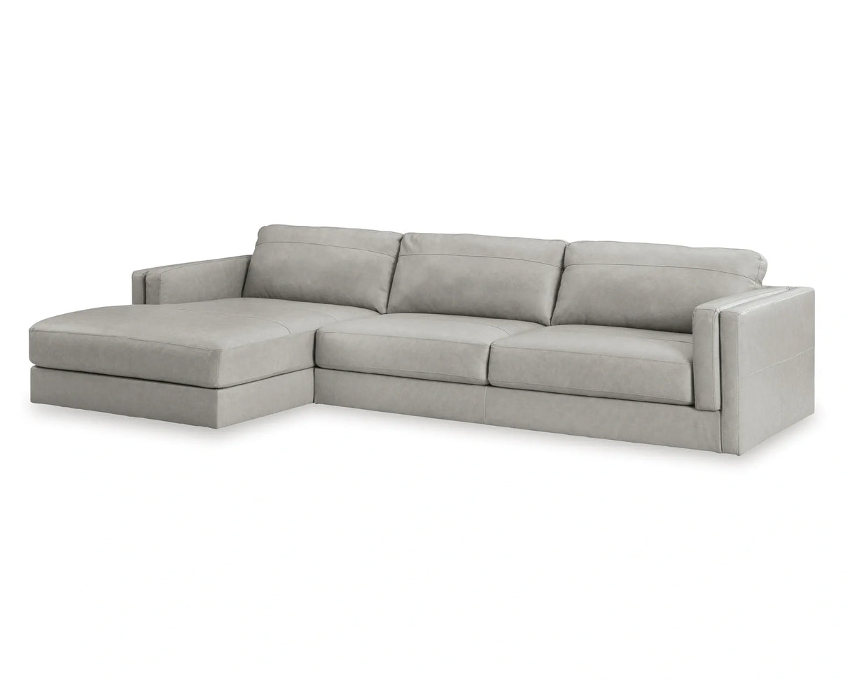 Amiata Leather Sectional with Chaise - Furniture Store