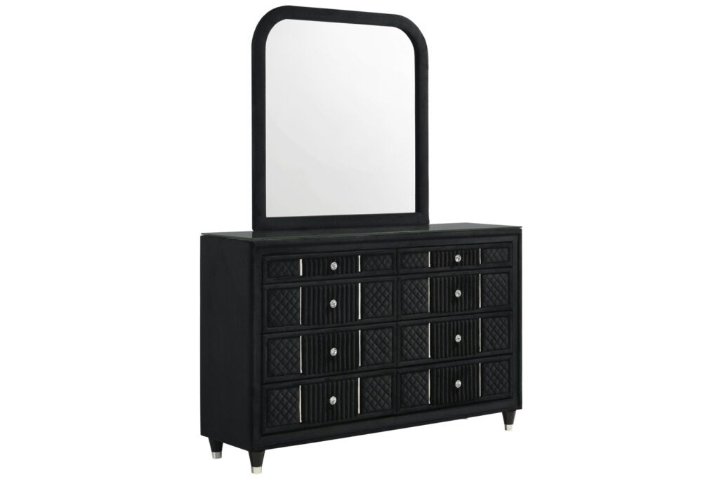 Armany Black Velvet Bedroom Set | Tampa, Orlando & Fort Myers | Modern 4-Piece Set