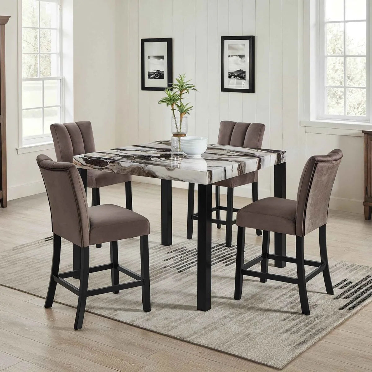 Vega 5-Piece Faux Marble Dining Set | Tampa, Orlando & Fort Myers Store
